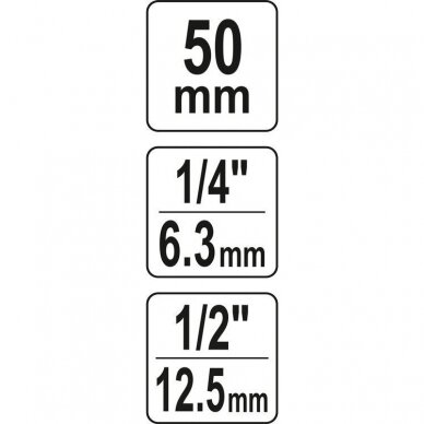 Adapteris smūginis iš 1/2" į 1/4" HEX smūginiams suktuvams ir atsuktuvams 2