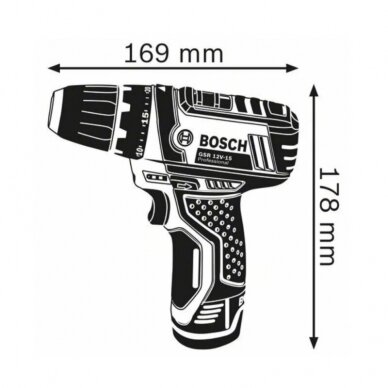 Akumuliatorinis suktuvas-gręžtuvas BOSCH GSR 12V-15 FC su priedais 1