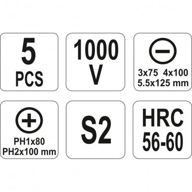 Atsuktuvų rinkinys elektrikui VDE 5vnt. 2