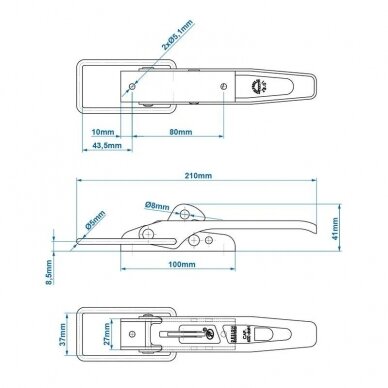 Borto užraktas apvalus ZB-01 1