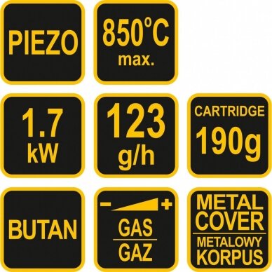 Degiklis su pjezo metalinis korpusas 190G. 360° 1