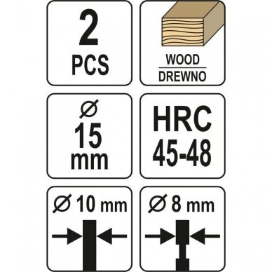 Freza/Grąžtas medžiui 15mm 2vnt. 3