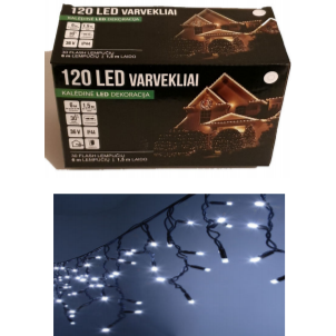 Girlianda varvekliai 120LED Balta + 20% baltos greitai mirksinčios spalvos 1