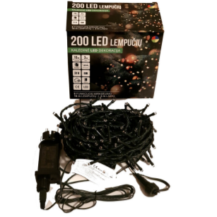 Girlianda 200LED 8 funkcijos Spalvota (Mėlyna/geltona/žalia/raudona) 1