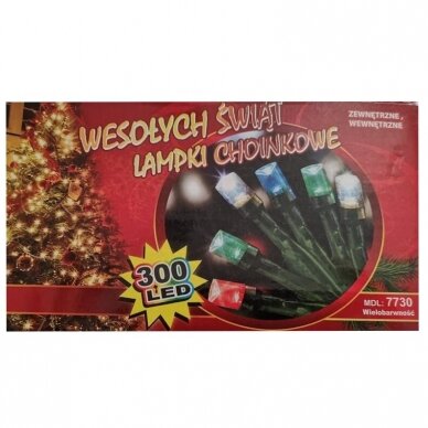 Girlianda 300LED 8 funkcijos juodu laidu Spalvota (Mėlyna/geltona/žalia/raudona) 1