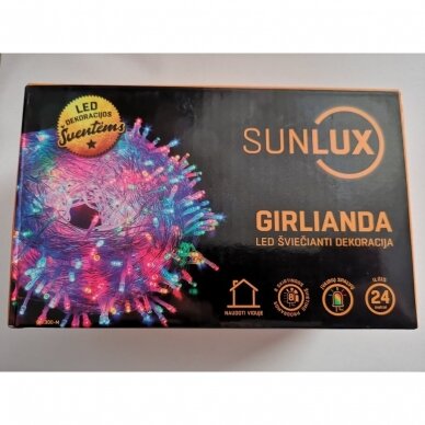 Girlianda 300LED 8 funkcijos skaidriu laidu Spalvota (Mėlyna/geltona/žalia/raudona) 1