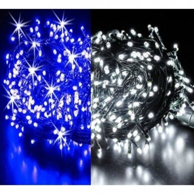 Girlianda 400LED Balta / Mėlyna + 25% baltos greitai mirksinčios spalvos