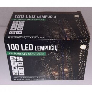 Girlianda laukinė 100LED Šiltai balta + 20% baltos greitai mirksinčios spalvos 2