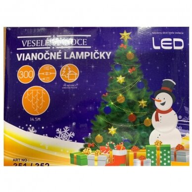 Girlianda varvekliai baltu laidu 300LED 8 funkcijos Spalvota (Mėlyna/geltona/žalia/raudona) 1