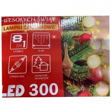 Girlianda varvekliai baltu laidu 300LED 8 funkcijos Balta 1