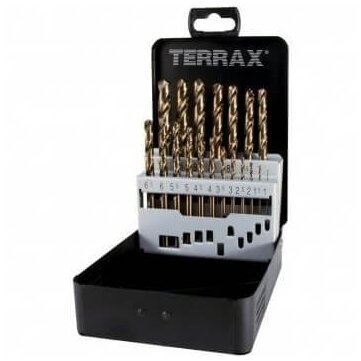 Grąžtų metalui rinkinys 25vnt. 1-13mm Terrax HSS-Co