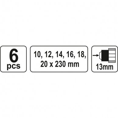 Sraigtinių grąžtų rinkinys medžiui 6vnt. 10-20mm 230mm 1