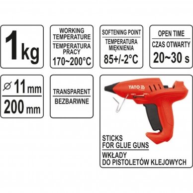 Karštų klijų lazdelės 11.2x200mm 1kg 1