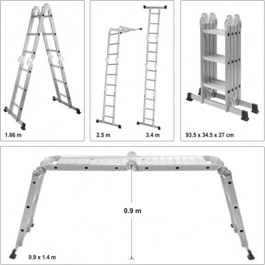 Daugiafunkcinės kopėčios / platforma 3.4m 2