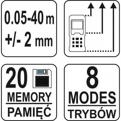 Lazerinis atstumo matuoklis 0.05-40m 5