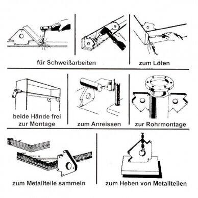 Magnetas suvirinimui 11.5mm kampas 22kg 90°, 45°, 135° 1