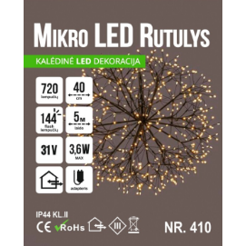 Mikro LED rutulys 720led 40cm Šiltai baltas 1