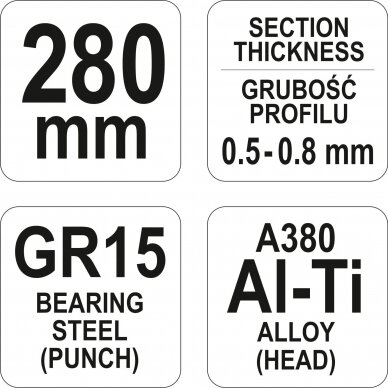 Replės profilių sujungimams-skylėms L-280mm 2