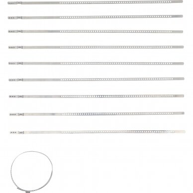 Nerūdijančio plieno sąvaržų rinkinys pusašių gumoms 7mm 50-120mm 10vnt. 1