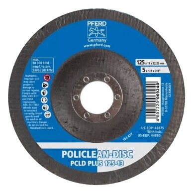 Šlifavimo diskas šviesiai mėlynas 125mm 13mm 22.2mm Policlean PCLD Plus 1