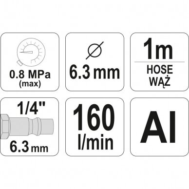 Smėliasrovė su žarna 1/4" 1