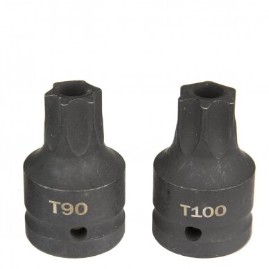 Smūginių antgalių rinkinys torx/spline 3/4" T70-T100 / M16-M18 2