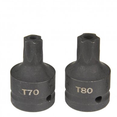 Smūginių antgalių rinkinys torx/spline 3/4" T70-T100 / M16-M18 3