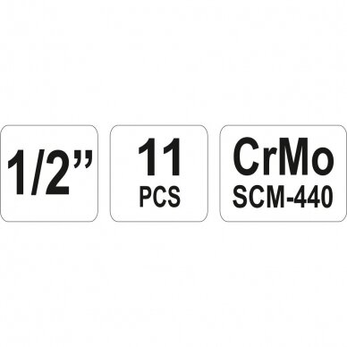 Smūginių ilgų galvučių rinkinys 1/2" 10-24mm 11vnt. 5