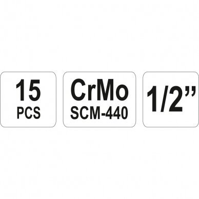 Smūginių ilgų galvučių rinkinys 1/2" 10-32mm 15vnt. 4