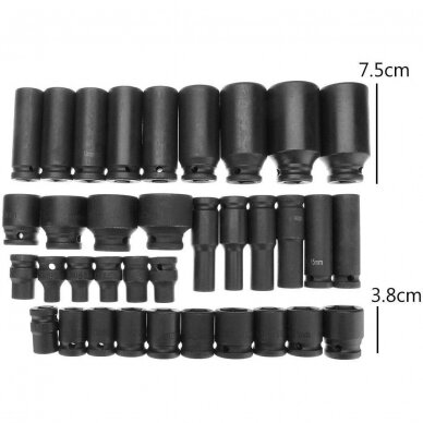 Ilgų ir trumpų galvučių rinkinys 1/2" 8-32mm 35vnt. 2