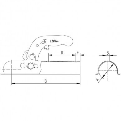 Spyna priekabai 1400kg apvali 60mm 2