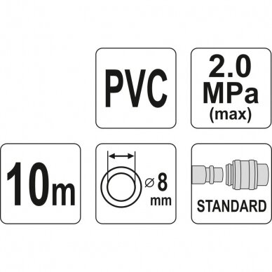 Suspausto oro žarna su jungtimis L-10m 14mm 8mm 2