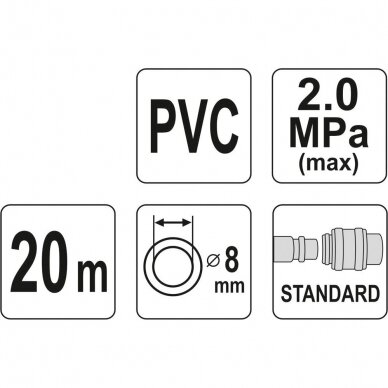 Suspausto oro žarna su jungtimis L-20m 14mm 8mm 2