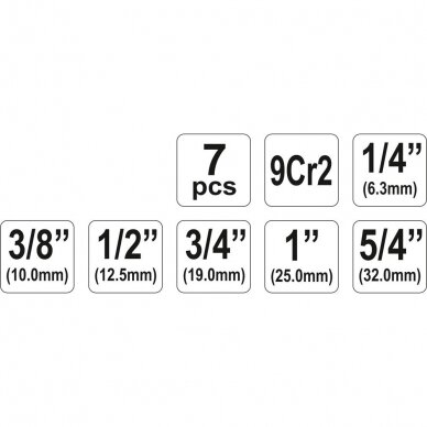 Vamzdinių sriegpjovių rinkinys su terkšle 1/4" 1" 1/2" 3/4 " 3/8" 1-1/4" 6vnt. 3