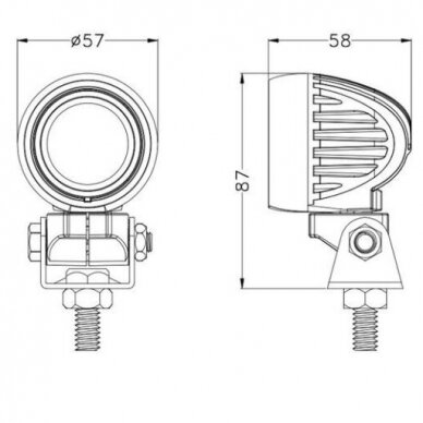 Žibintas darbinis OSRAM 1LED 10/30V 10W apvalus 1