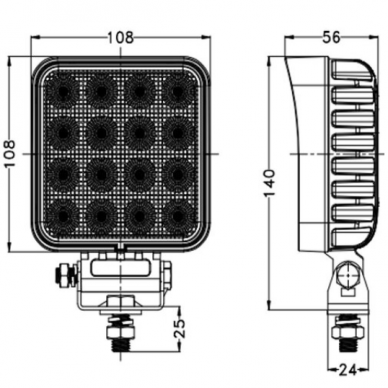 Žibintas darbinis OSRAM 64LED 10/30V 64W kvadratinis 1