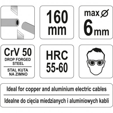 Replės kabeliui 160mm 2